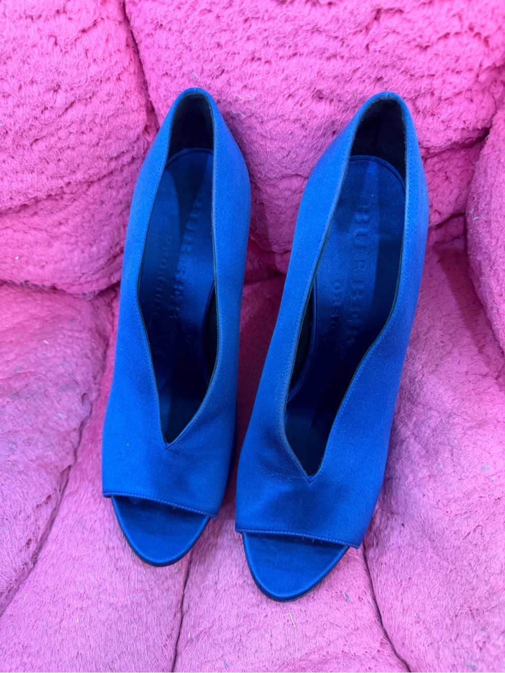 Burberry Royal Blue Open-Toe Pump Heels
